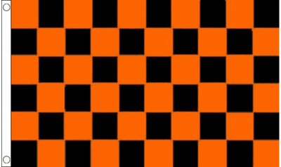 Orange & Black Check, 5ft x 3ft