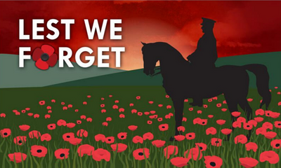 Lest We Forget Flag 5 x 3ft (on horse)